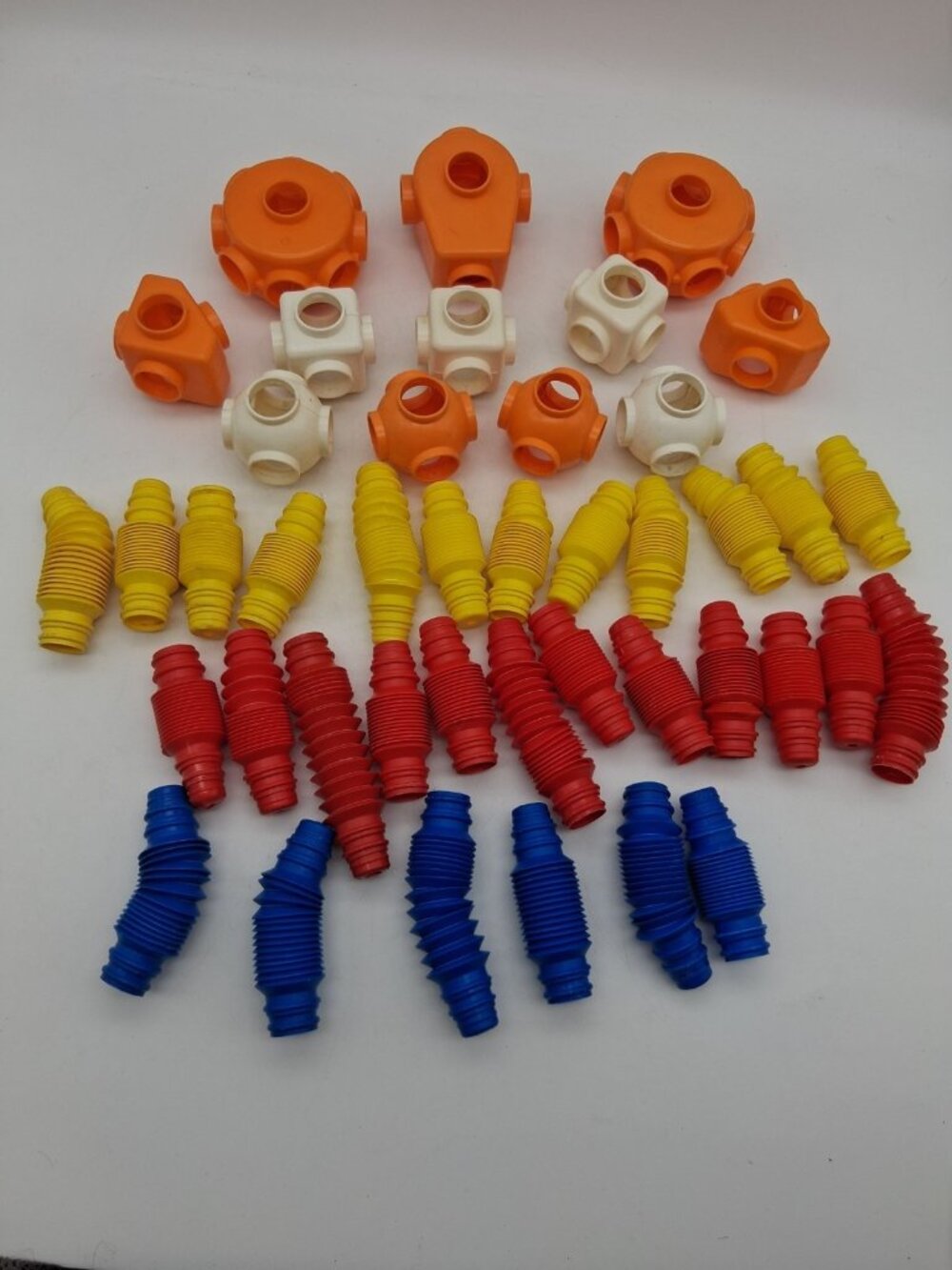 Vintage TOMY POPOIDS  Building Toy Parts and Connectors  Lot Of 42 Construction